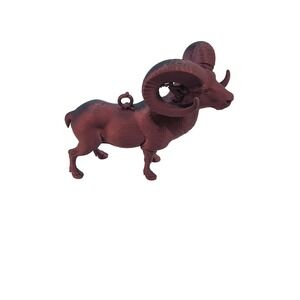 3D Printed Bighorn Ram Figurine Black Red Copper Textured Wildlife Ornament 5in